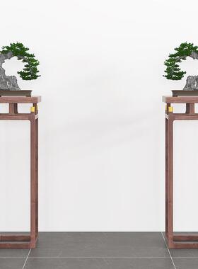新中式实木全黑胡花架经济型花桃几客边厅沙发花几930室内置物架