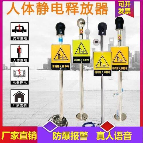 消除器释放柱消除仪声光语音报警装置人体静电释放器工业接地桩