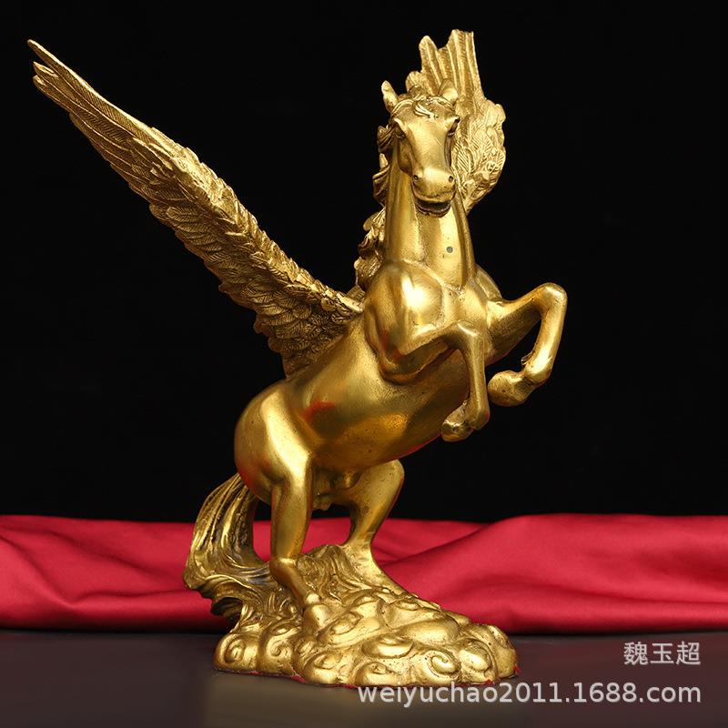 纯铜马摆件大号飞马十二生肖带翅膀飞马家居客厅办公室装饰品摆设