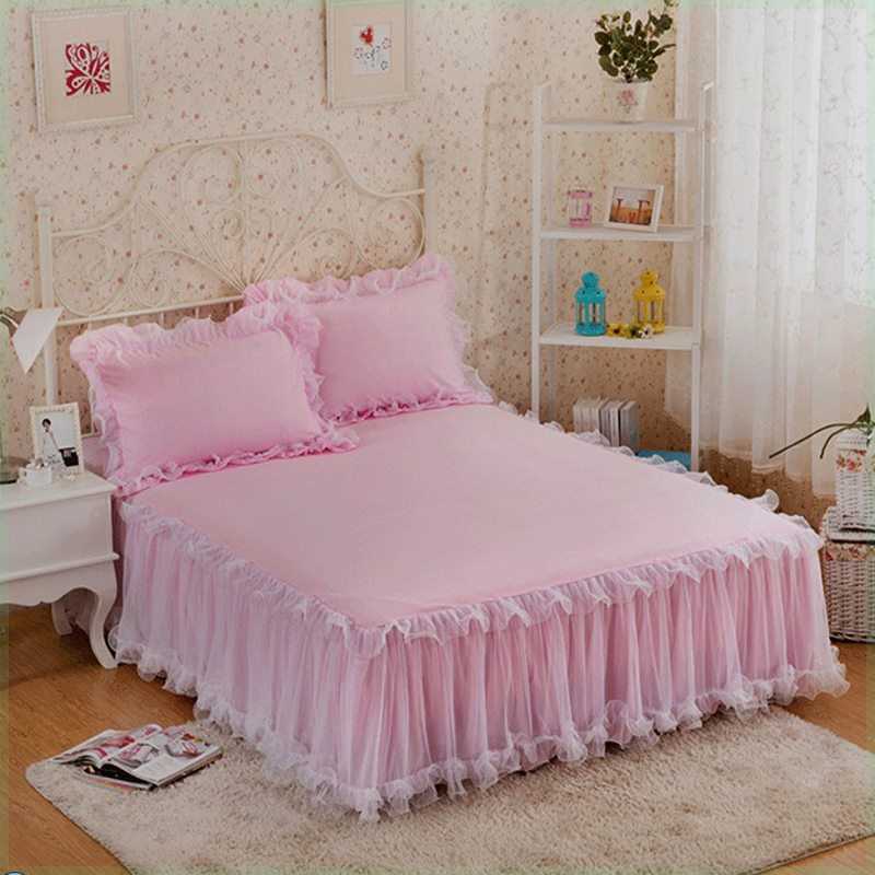 加厚床垫床套純床床单单件版蕾丝床罩韩防滑棉夏季裙保护套