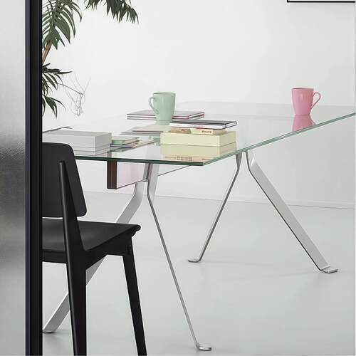 GLAS MIGISA意式极简玻璃餐桌现代轻奢餐厅长桌长方形办公桌书桌
