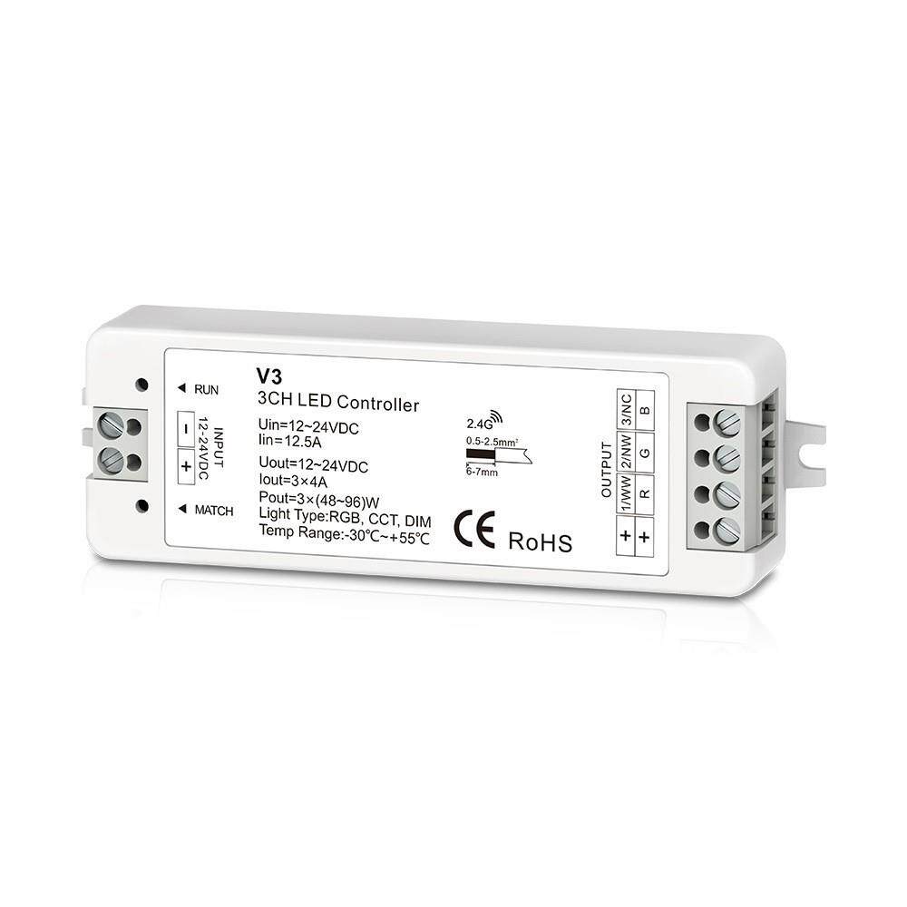V3 3CH 3通道恒压控制器 LED灯带 RGB RGBW色温和调光遥控器