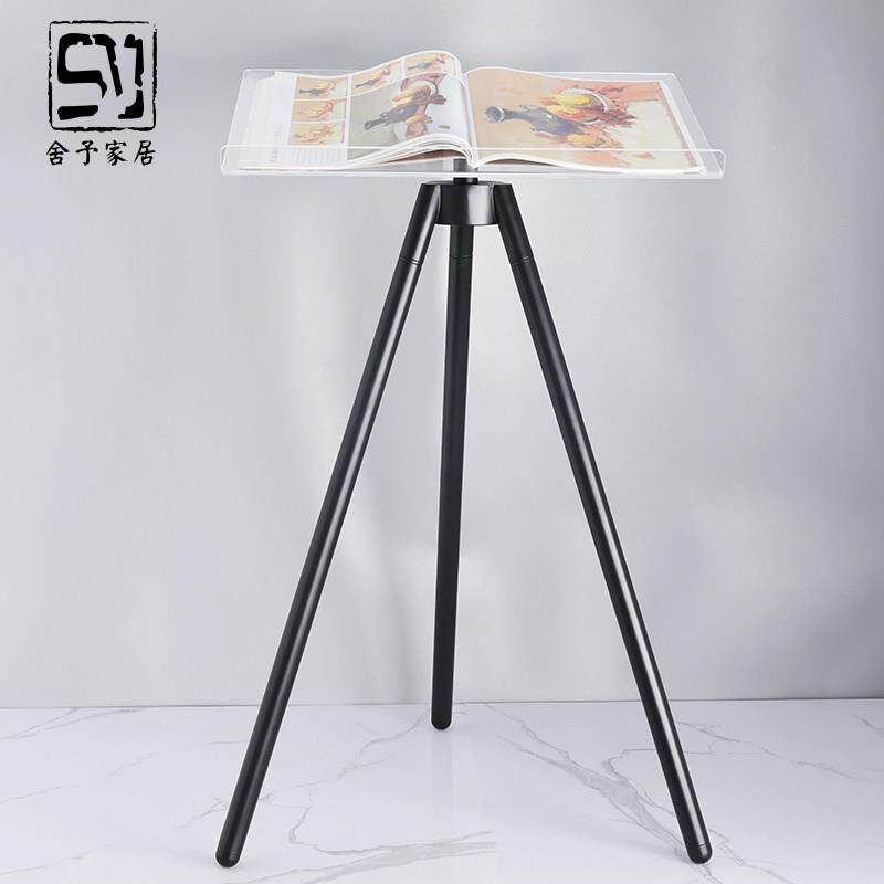杂志翻页架摆件桌面轻奢金属压克力落地三脚大书籍画册展示阅读架