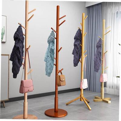 Big coat rack stand clothes holder hat hanger wooden cloth