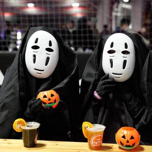 Halloween costume No face male black ghost family family cos