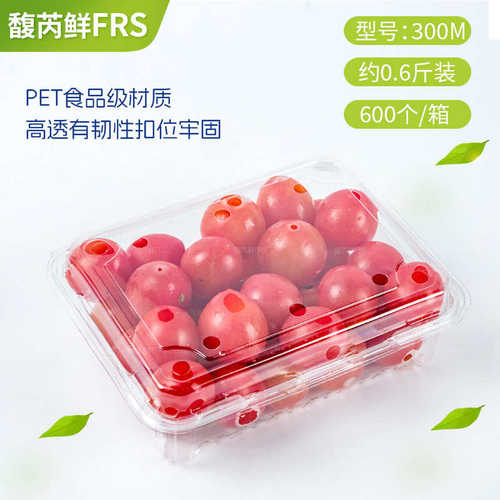 馥芮鲜一次性包邮果蔬生鲜包装盒 0.6斤装 透明塑料外卖打包盒