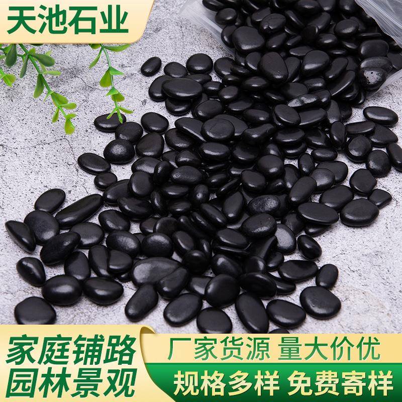 黑色抛光鹅暖石公园铺路造景雨花石庭院铺地鹅软暖石鱼缸石头