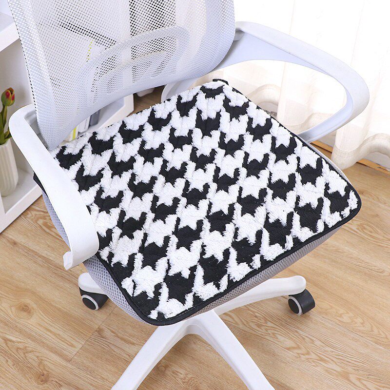 千鸟格办公室加大带绑带椅子垫冬季加棉防滑餐椅垫客厅家用坐垫子