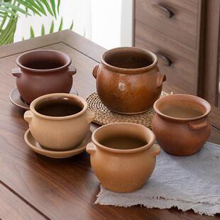 云南肖蘸同款罐罐米线紫砂泥粗陶砂锅双耳瓦罐饭店炖锅商用特色