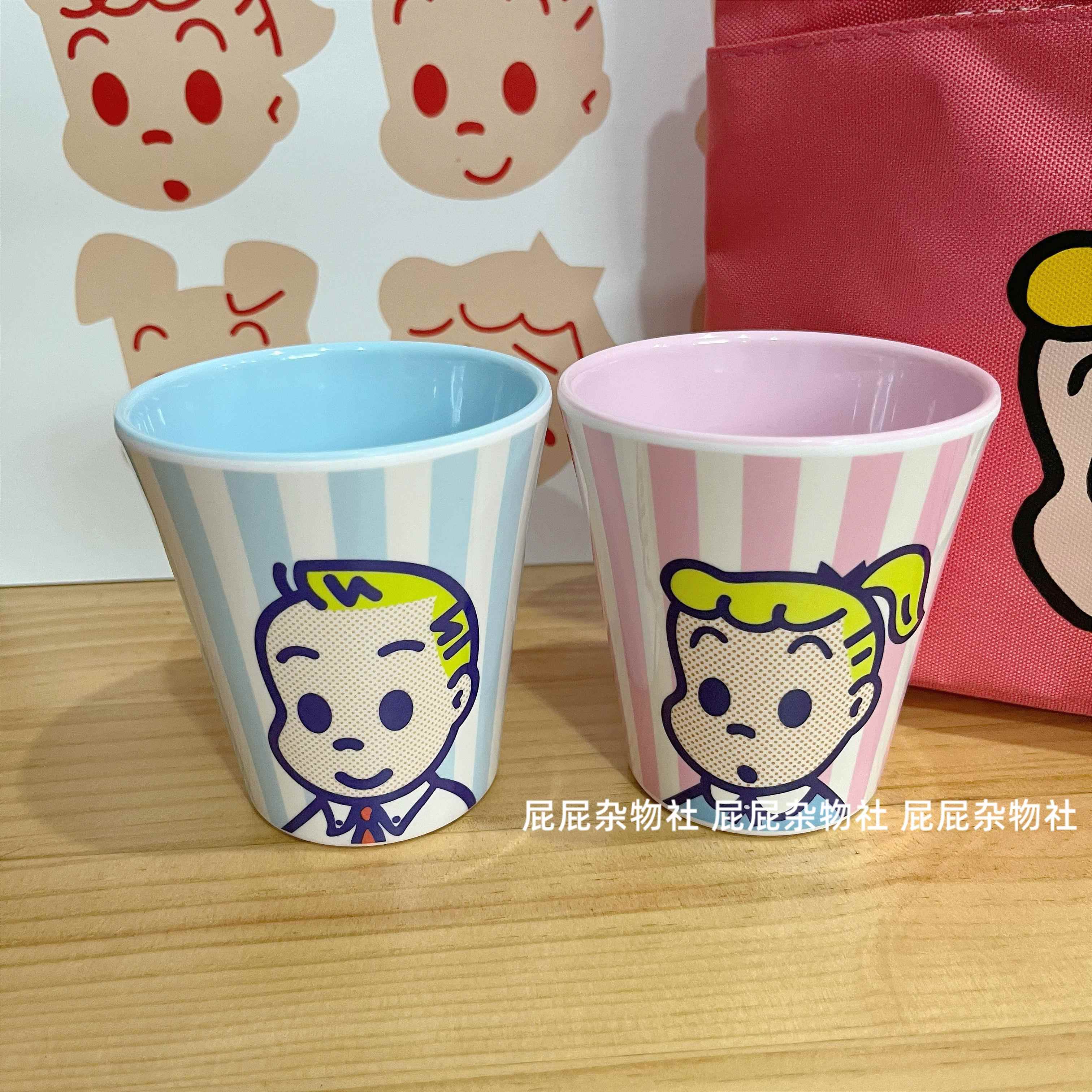 日单 可爱男孩女孩狗狗图案密胺刷牙杯洗漱杯 牛奶果汁水杯 耐热