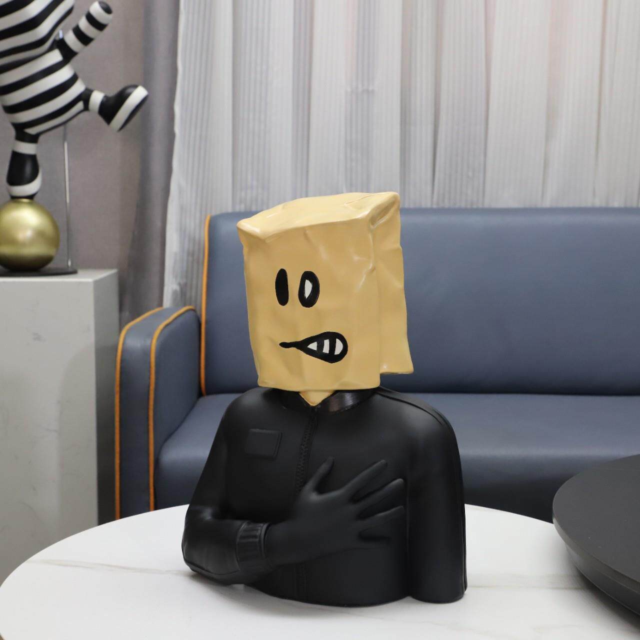 欧式轻奢抽象蒙脸人物头像树脂摆件客厅卧室玄关样板房家居装饰品