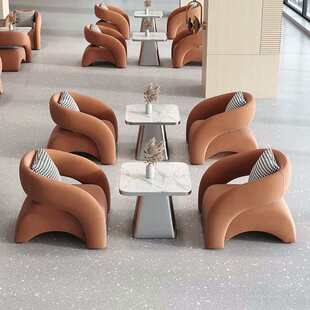 厅咖啡馆沙发沙发台球商务椅茶几接待一桌洽谈所二会休闲酒店组合