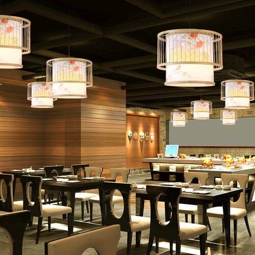 竹编吊灯中式覆古田园饭厅饭店民宿茶楼禅意火锅店日式灯笼竹艺灯