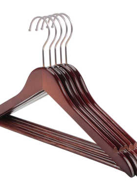 黑色实木衣架10支装服装店专用家用挂衣防滑无痕白色木头衣架批发