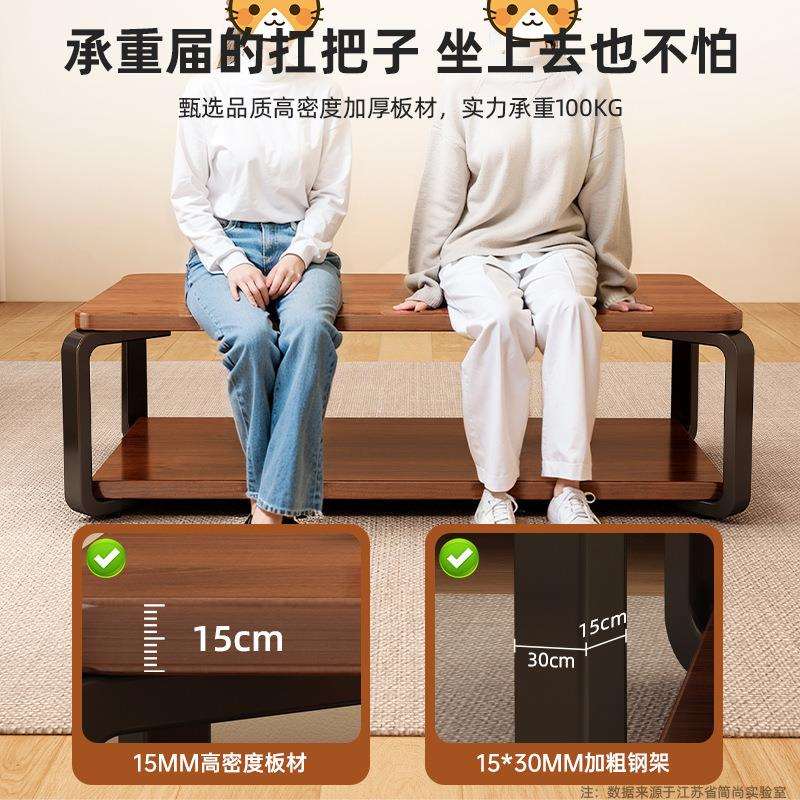 中古风茶几小户型客厅阳台两用实木小桌子小茶台出租屋用简易茶桌