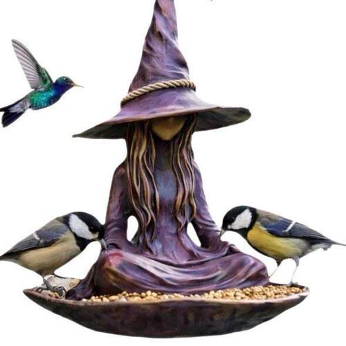 跨境新品 Meditating Witch Garden Bird Feeder悬挂式女巫喂鸟器