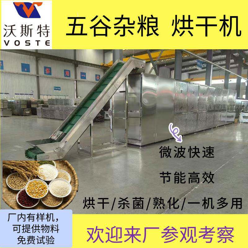 全自动化面粉五谷杂粮烘烤熟化设备隧道式五谷微波熟化机