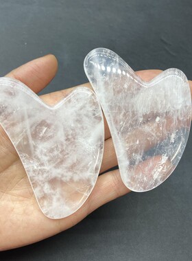 2026天然白水晶玉石面部美容刮痧板粉晶原石打磨按摩拔筋棒脸部刮