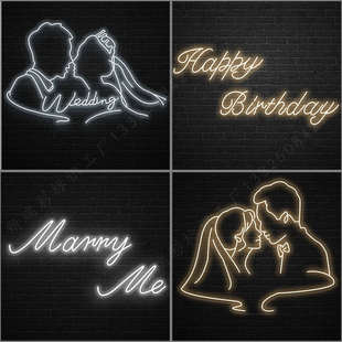 派对字母灯marryme求婚生日婚礼霓虹灯发光字定制惊喜布置装饰牌