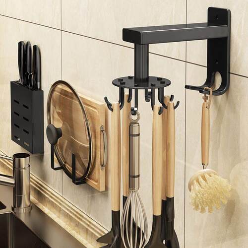 Kitchen Organizer Rotatable hook Up Storage rack Accessories