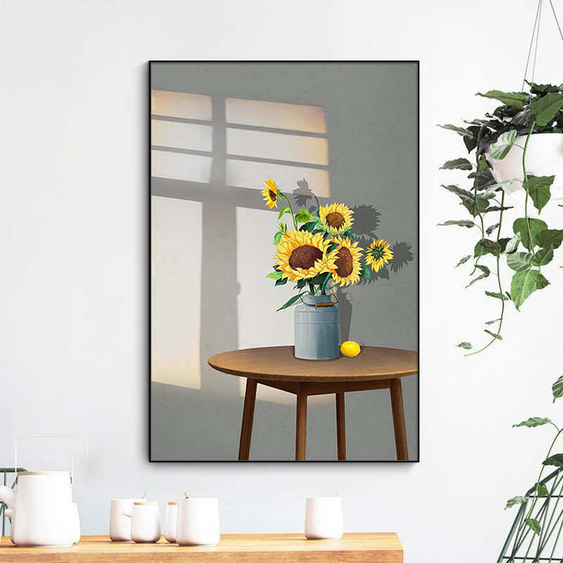 客厅装饰画大尺寸北欧向日葵沙发背景墙画落地画卧室玄关走廊挂画
