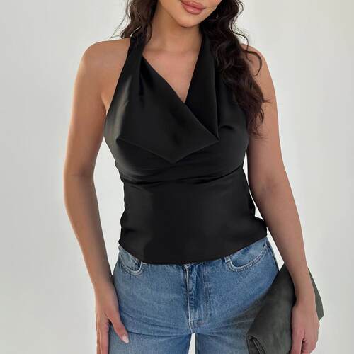 Women's backless lace up strapless top