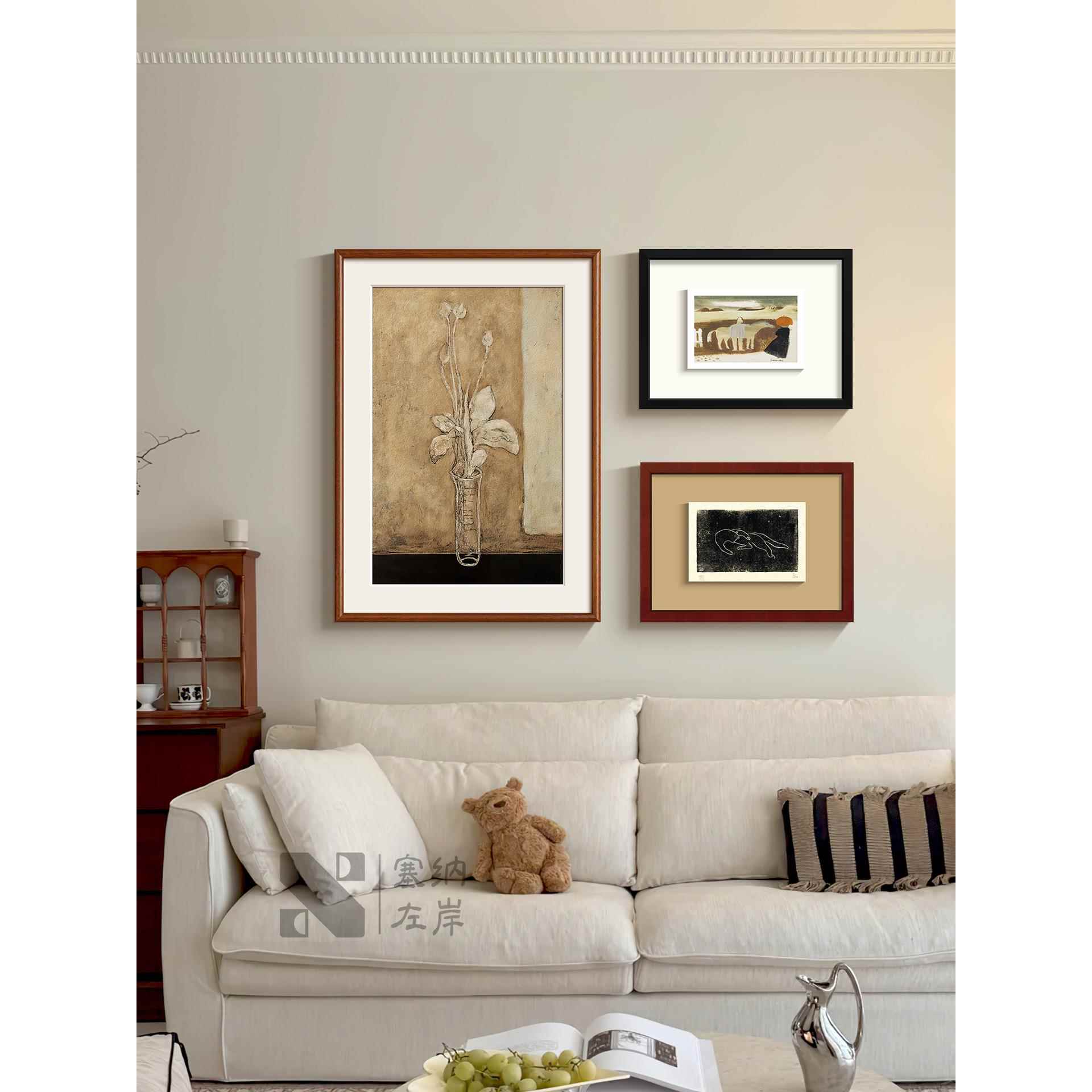 法式沙发背景墙客厅组合装饰画奶油风艺术花卉玄关卧室床头挂画