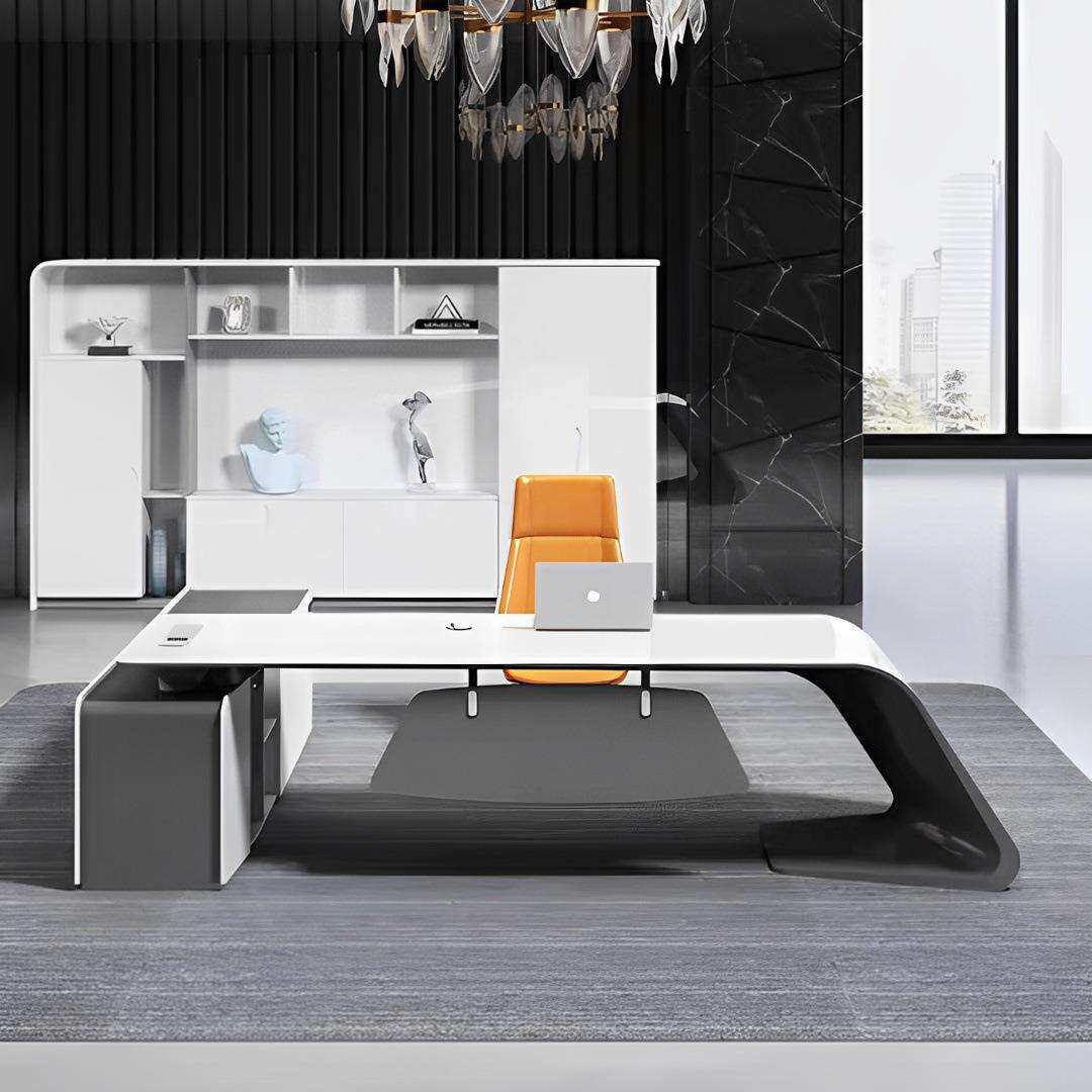 轻奢烤漆布加迪老板桌办公室大气时尚款总裁大班台现代简约办公桌