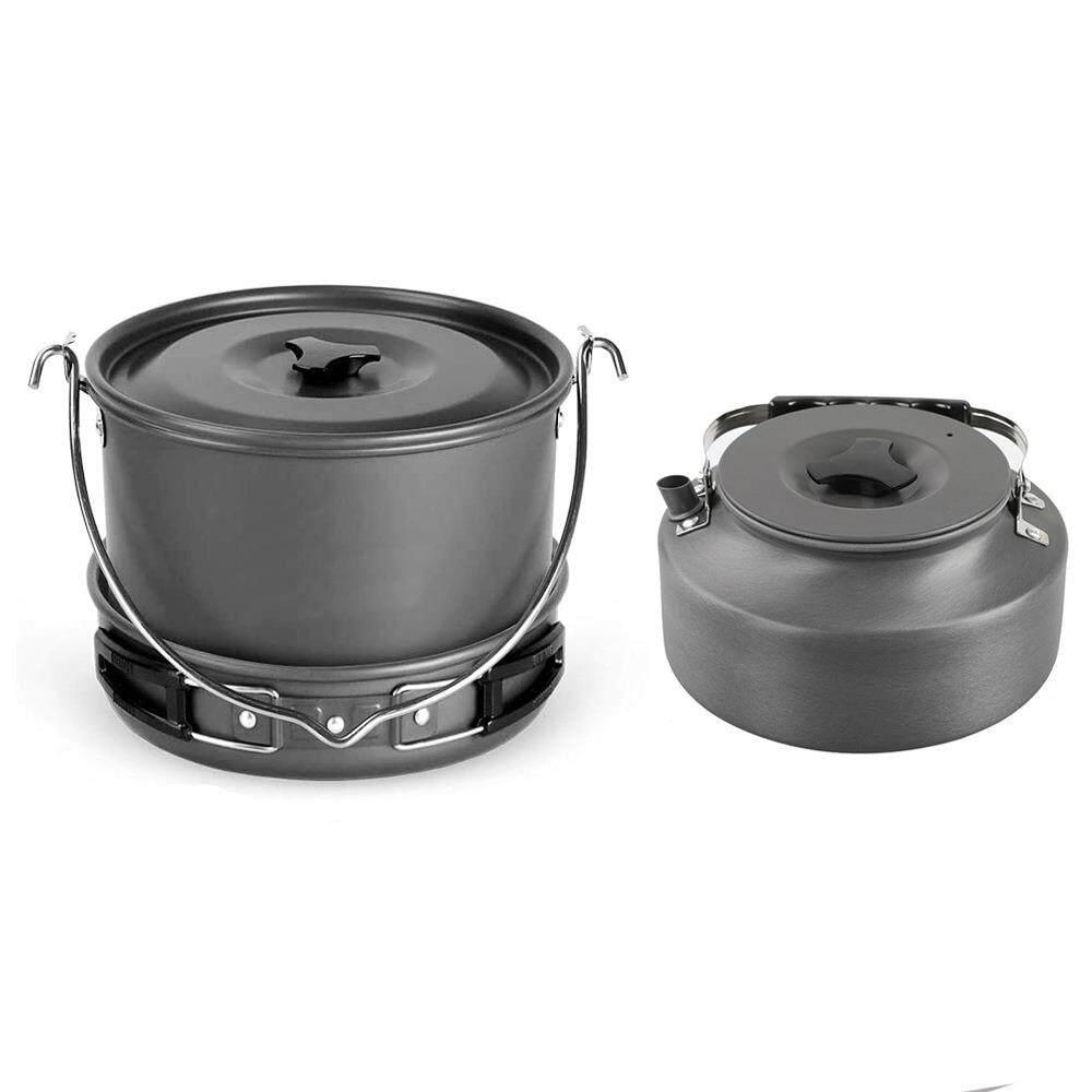 户外吊锅1.6L茶壶露营餐具组合便携野营折叠锅具户外炊具套装