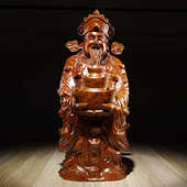 工艺品坐式 雕刻木雕财神爷实木摆件开业家居礼品花梨店铺财神爷文