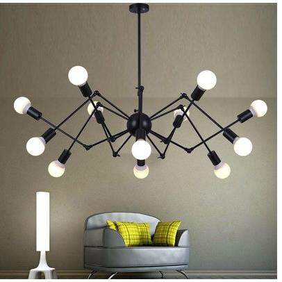 北欧复古简约铁艺个性后现代创意酒吧餐厅led多头工业风蜘蛛吊灯