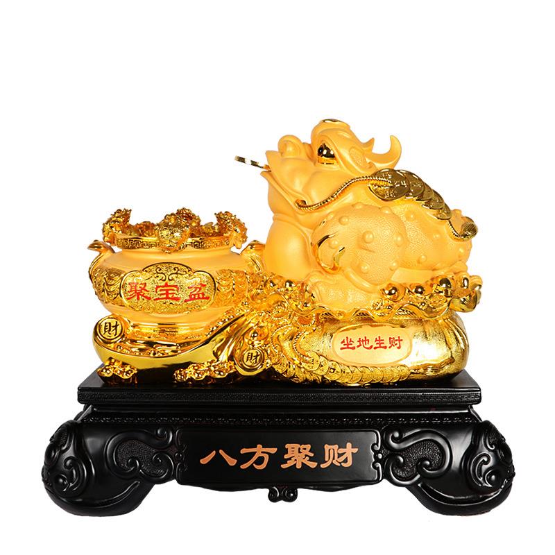树脂工艺摆件金蟾聚宝盆招财客厅办公室摆设新居公司开业乔迁送礼