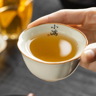 汝窑葵口茶杯主人杯陶瓷家用个人专用定制单杯功夫茶具茶盏品茗杯
