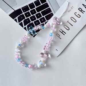 ins透明爱心糖果小熊手机挂绳钥匙扣挂饰相机CCD防摔耳机套手绳