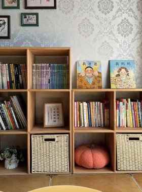 进口木书架全实木落榉地书柜置物架儿童书原木色GBAH书柜收纳架^