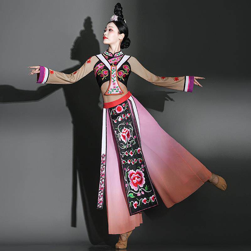 正品彝族演出服女成套人舞民族风一羌族桃李杯娄秋舞蹈服装剧目艺
