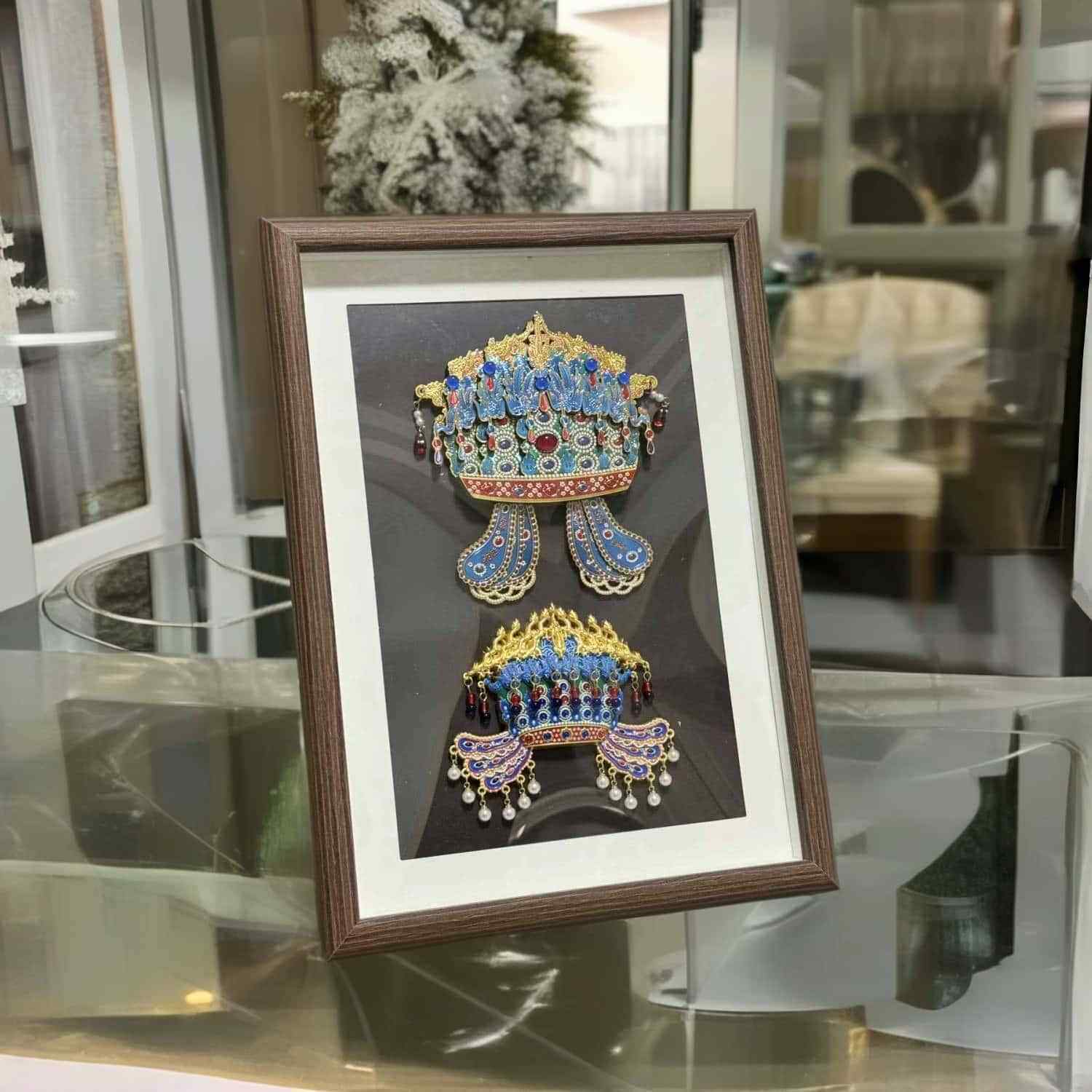 凤冠冰箱贴展示相框磁吸冰箱贴收纳文创diy创意装饰相框