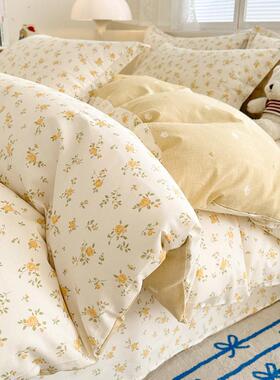 【纯棉亲肤】1OO%纯棉四件套全棉新款秋冬床上用品清新碎花被套床