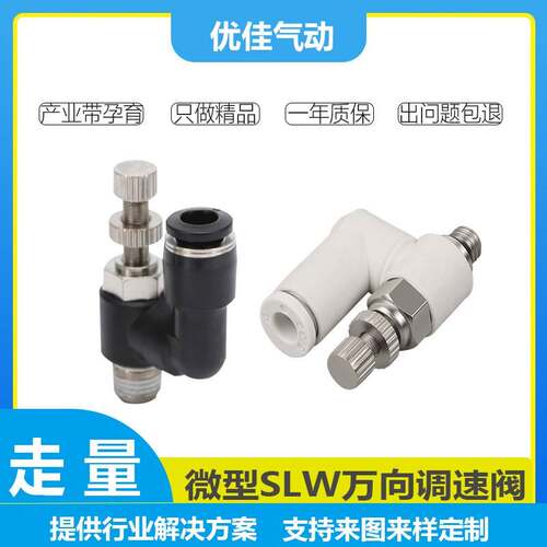 微型迷你SLW-C万向调速节流阀替PSS气动快速接头节流调速限流阀