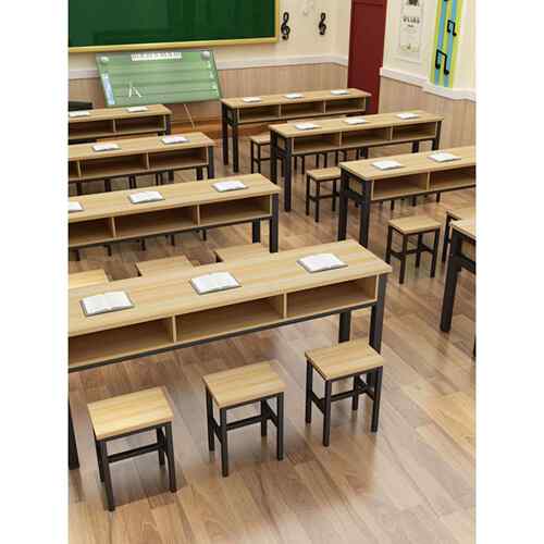 学生课桌双层带抽屉课桌单人双人三人位培训桌书法桌凳子椅子定制