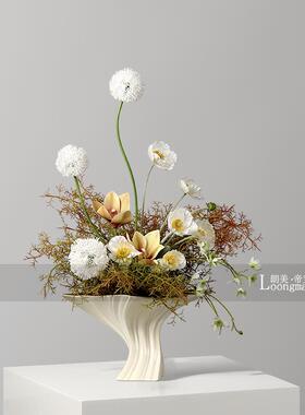 轻奢艺术扭曲陶瓷花瓶插花会所客厅餐桌玄关花艺花器软装雕塑摆件