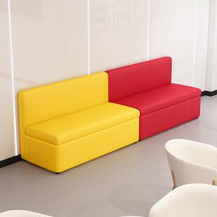 带靠背卡座可储物猫抓皮长椅休息区长凳子长条凳走廊沙发椅子收纳