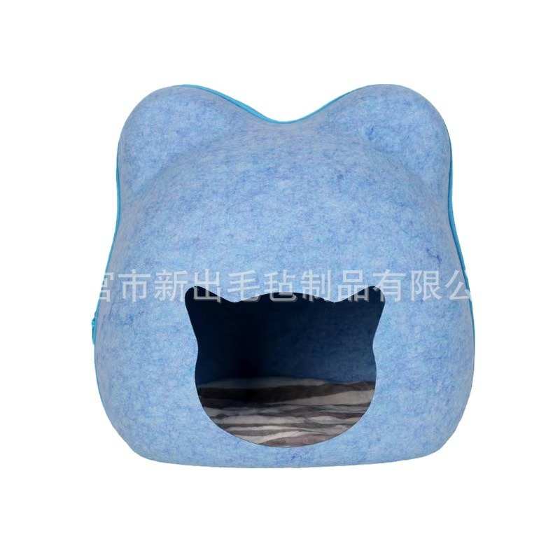网红半封闭卡通猫窝毛毡猫床可拆洗创意造型四季通用猫头式猫窝狗