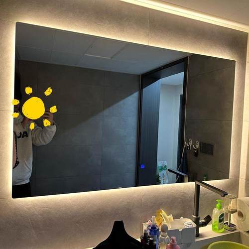 9U浴室卫生洗手间镜子间雾触摸屏led灯发光化妆壁挂镜防227简约智