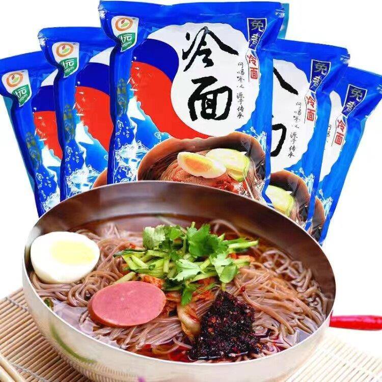 升元荞麦小麦韩式北韩冷面600g/袋速食冷面凉面免煮汤包料包
