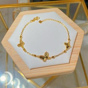 金色蝴蝶手链女镭射珠爆闪珠手链高颜值小众设计高级感送女友 新款