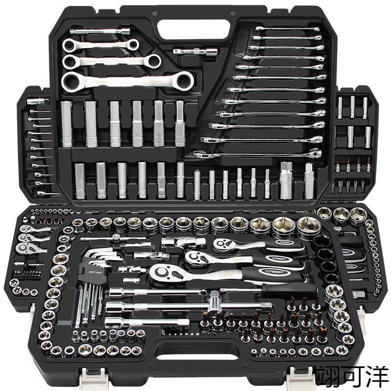 瑞德汽车维修工具套装修车棘轮套筒扳手大全汽修套管多功能组合箱