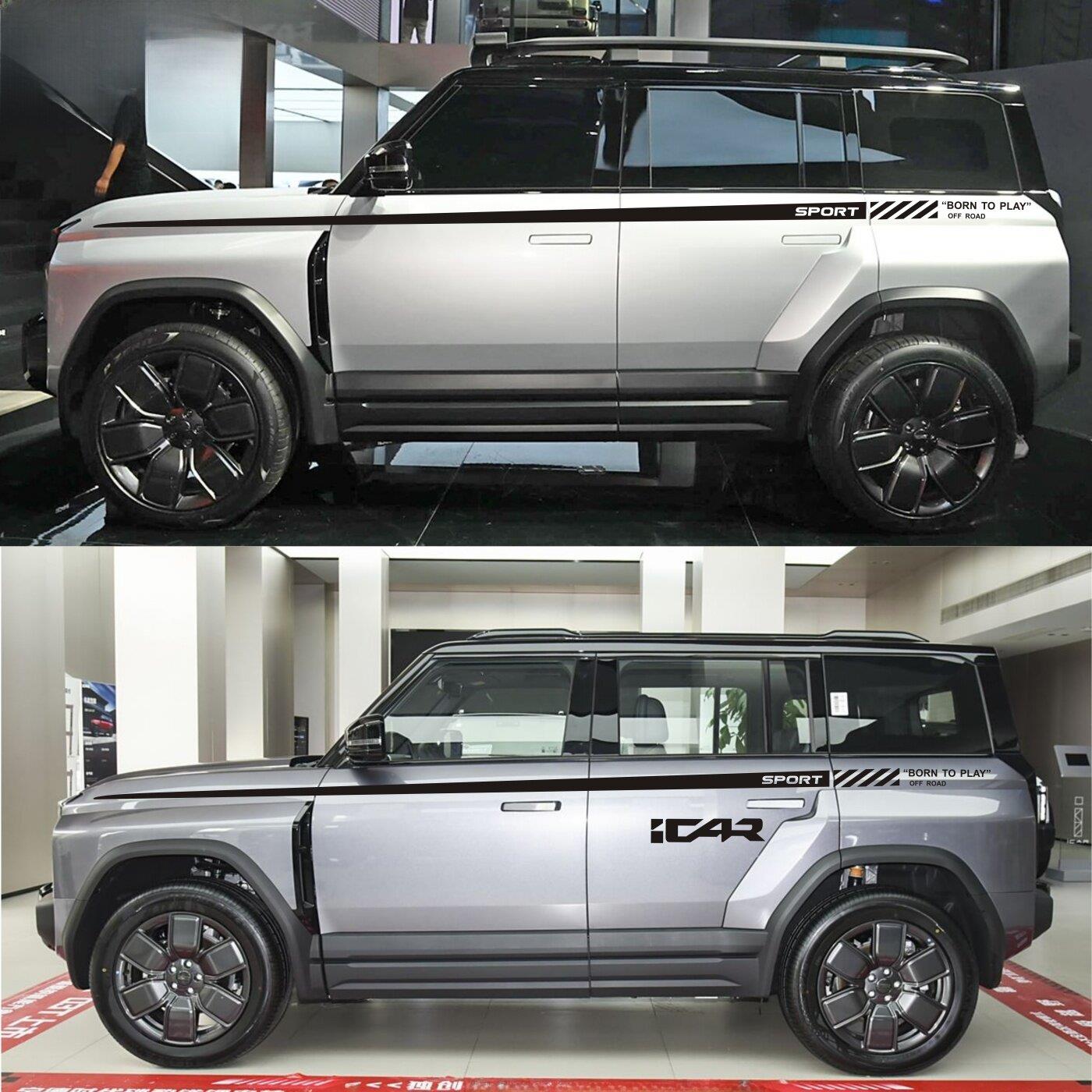 奇瑞Icar 03t汽车贴纸车身拉花腰线个性化彩色条Icar 03改装装饰
