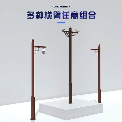 仿古像监控立杆道学路立高档969别柱墅景区校球机新中式摄机监控