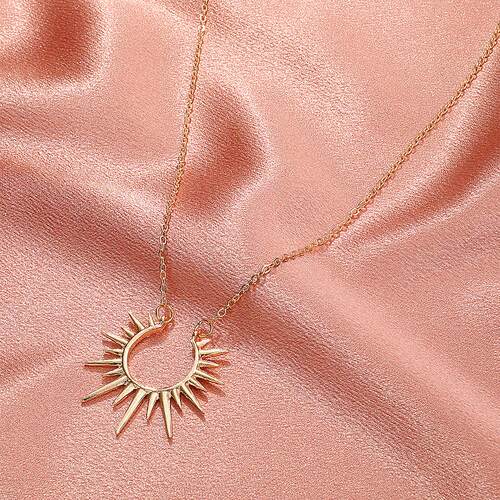 Sunflower pendant necklace with vintage collarbone chainsgl